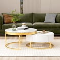 thumbnail image 4 of Table Basse Ronde Blanche Gigogne avec Tiroirs de Rangement - Design Moderne, Tables Gigognes Peu Encombrantes, Construction Durable, Idéale pour les Petits Appartements et les Salons au Canada, 4 of 11