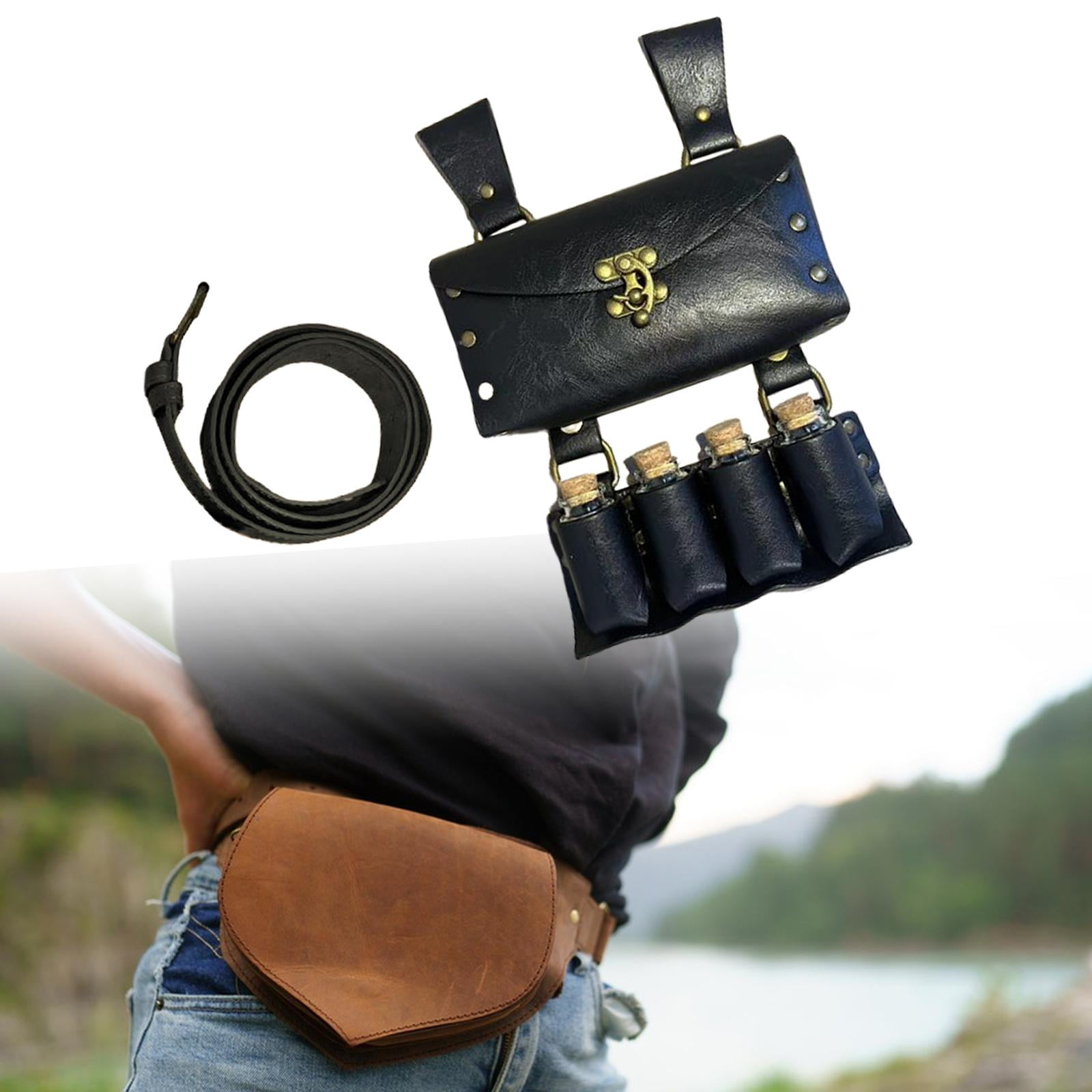 Segolike Belt Pouch Waist Bag Fanny Pack Medieval Belt Bag for Casual Cosplay black