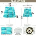 thumbnail image 2 of Ryvnso LED Bedside Table Lamp Turquoise Checkered Bedroom Desk Lamps Nightstand Lampshade S, 2 of 7