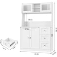 thumbnail image 2 of 67 in Tall Kitchen Pantry Cabinet with Microwave Shelf Sideboard Hutch Storage Cabinet with Doors Shelves and Drawers Wooden Coffee Bar Sideboard Buffet Cabinets with Storage for Office White, 2 of 7