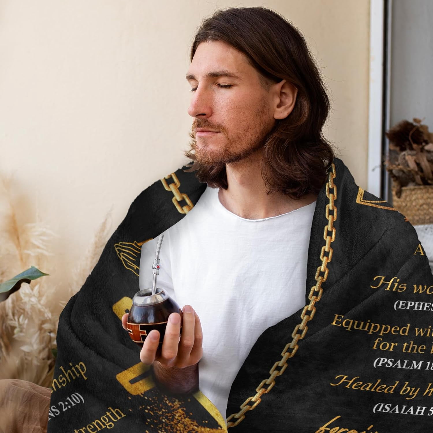 Christian Gifts for Men Blanket 60" x 50", Religious ​Baptism Gifts for Man, Confirmation Gifts for Boys, Man of God/Bible/Inspirational/Spiritual/Catholic Gifts for Men