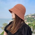 thumbnail image 4 of SikaFu Bucket Hat Spring Summer Hollow Knitted Hat Solid Color Sunhat Fisherman Caps Casual Foldable Beach Cap Outdoor Sun Shield Hat, 4 of 6