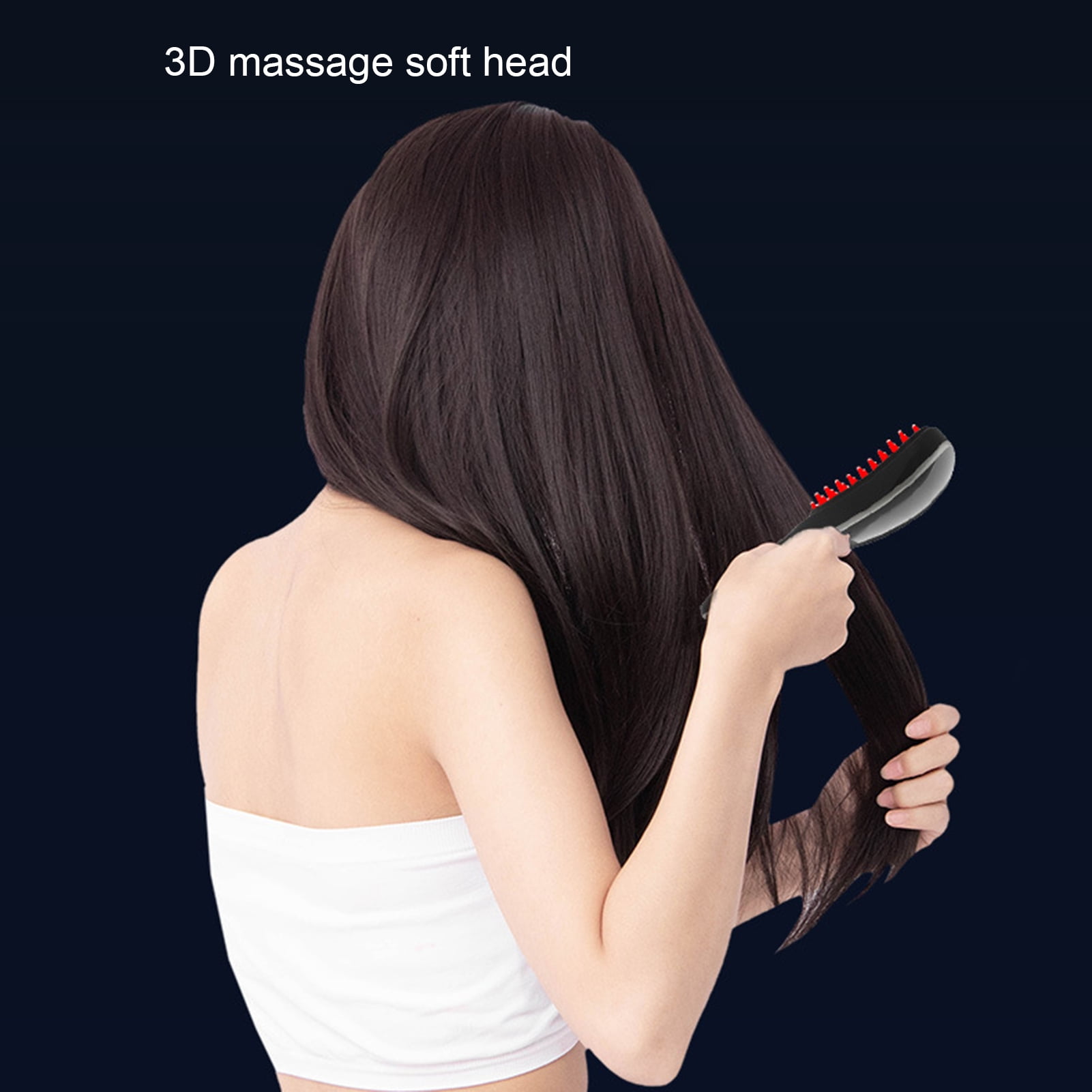 Happydeer Electric Hair Brush Blue Red Light Phototherapy Rechargeable Promote Hair Growth Handheld Vibrating Scalp Massage Men Women Hair Detangling Comb