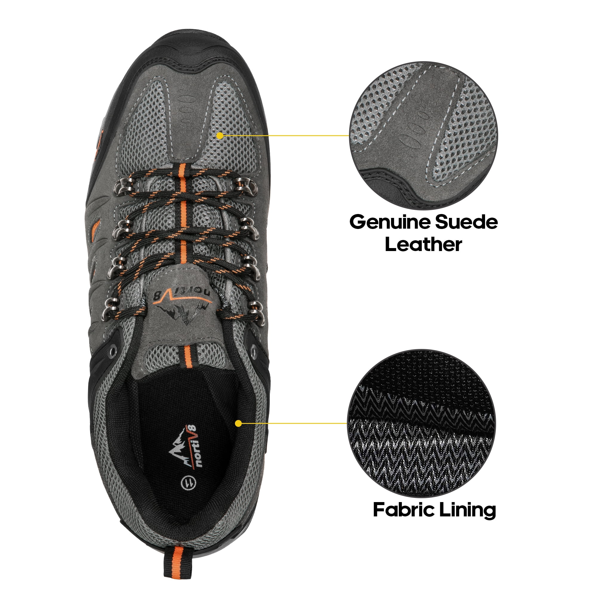NORTIV 8 Men's Waterproof Leather Low-Top Hiking Shoes for Outdoor Trekking, Camping, and Walking