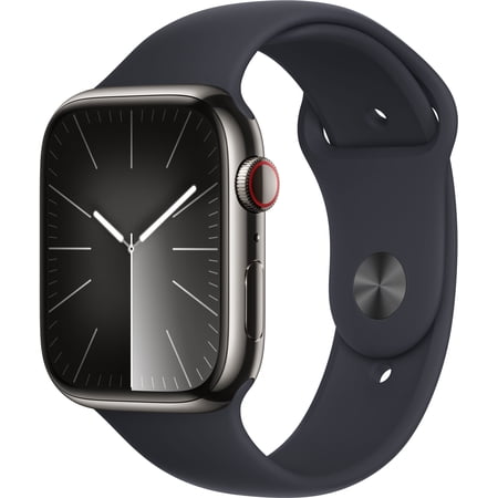Restored Apple Watch Series 9 (GPS, 45mm) - Graphite Stainless Steel Case - Midnight Sport Band (Refurbished)