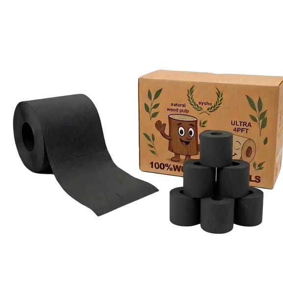 Papel Higiénico Sysho Negro Ultra Suave 4 Capas Paquete de 6 Rollos
