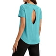 thumbnail image 3 of fatyb Workout Tops for Women Open Back Athletic T Shirts Short Sleeve Womens Running Tees Activewear, 3 of 7