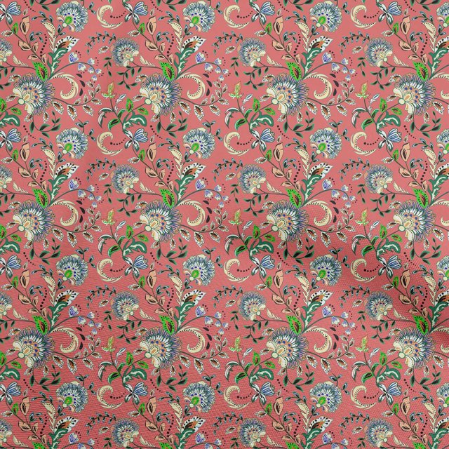 oneOone Rayon Red Fabric Asian Japanese Floral Craft Projects Decor Fabric Printed By The Yard 56 Inch Wide