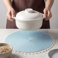 thumbnail image 4 of Farmhouse Round Placemats Set of 6 Woven Placemats for Dining Table Decor Indoor Outdoor Washable Table Mat Wipe Clean Dark Blue 15.7x15.7inch, 4 of 6