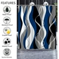 thumbnail image 4 of Blue and Black Shower Curtain Grey and White Shower Curtains for Bathroom Modern Abstract Geometric Shower Curtains Fabric with Hooks, 72" x 72", 4 of 6