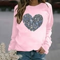 thumbnail image 2 of Valentines Shirts for Women Trendy Funny Heart Print Long Sleeve Tunic Tops Crew Neck Casual Loose Pullover Sweatshirts(Pink,XXL), 2 of 4