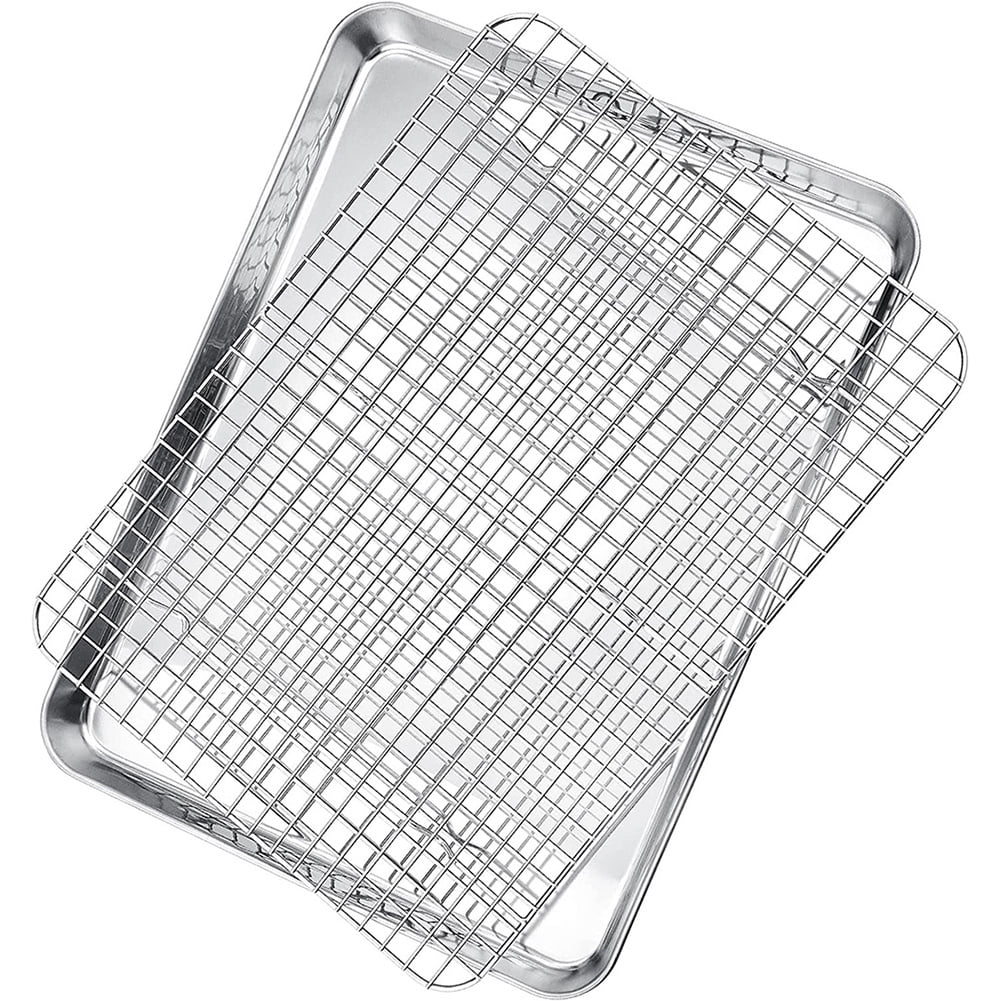 Baking Sheet With Rack Set, 17.5 Inch Half Sheet Pan And Cooling Rack
