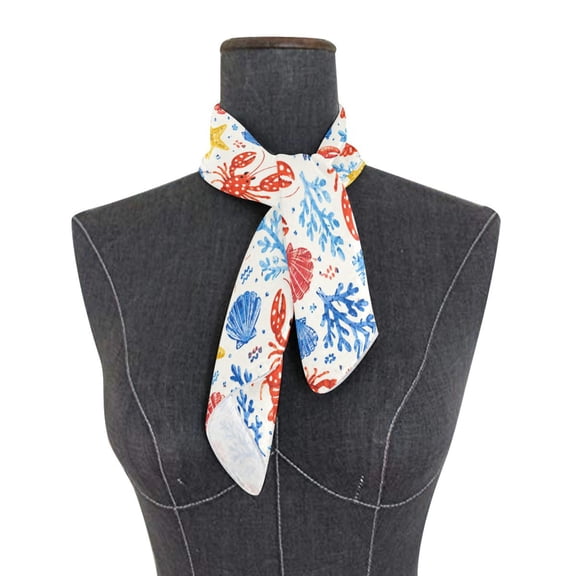 Square Scarf 24x24 Inch Lobster Seamless Ocean Pattern Silky Satin Sun Protection Neck Scarf for Women Multi-Purpose Head Wrap Bandana for Hair Bag Decoration