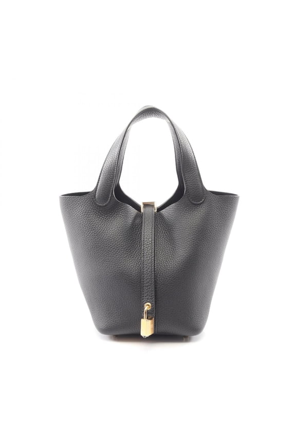 Pre-Owned Hermes Picotin Lock PM Handbag, Leather, Taurillon Clemence Women's, Black, 056289CC