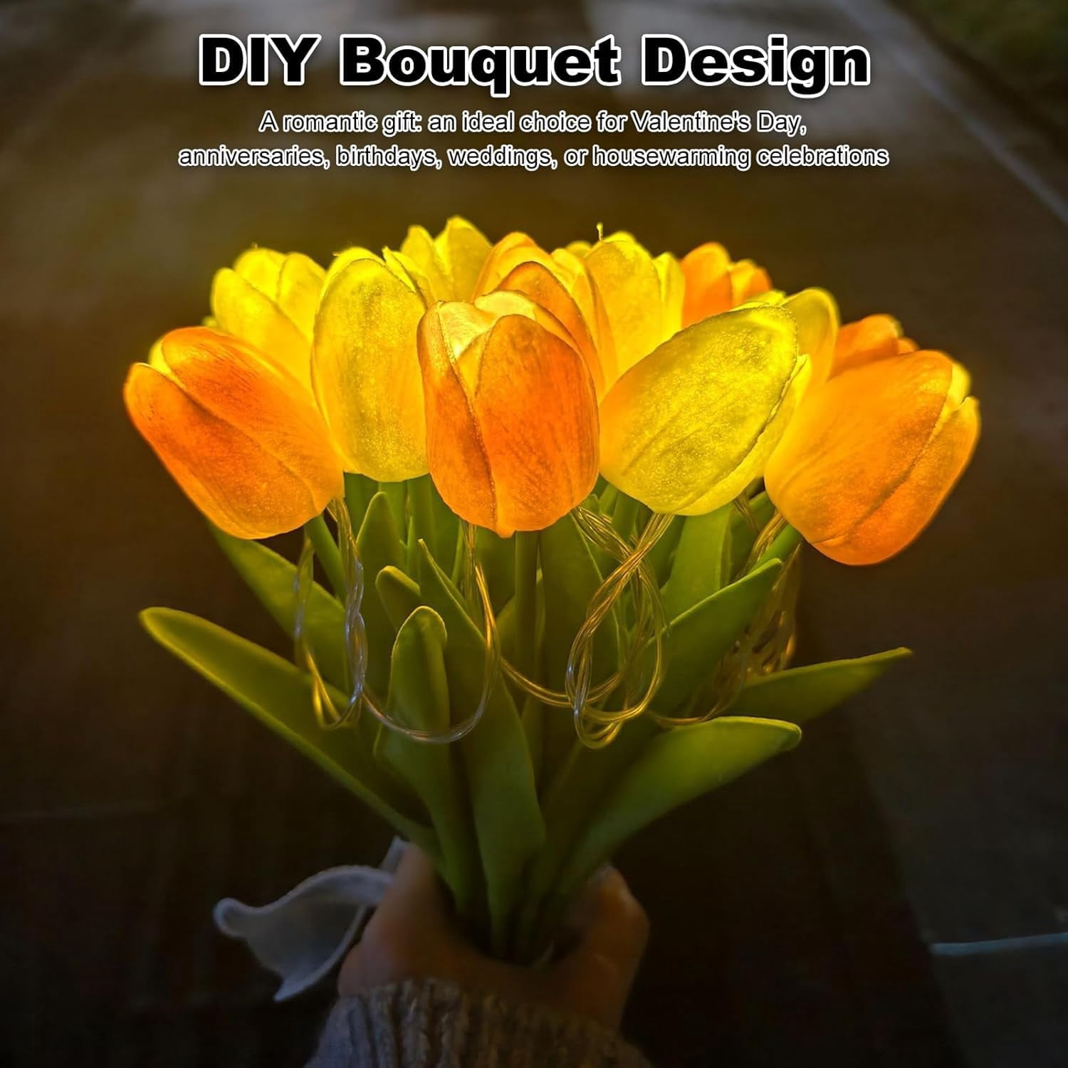 Radiant Romantic Tulip Light with a Vase, 15 PCS Twinkling Tree Tulips Led Night Light, 2026 New Flower Shaped Ambient Lamp for Bedroom Bedside Decor & Gift