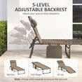 thumbnail image 4 of Chaise Lounge Chair Outdoor, 5-Position Adjustable Sun Tanning Chair with Carrying Handle and Side Pocket, Folding Bed Cot with Removable Pillow for Garden, Beach, Patio, Pool, Camp, Brown, 4 of 18