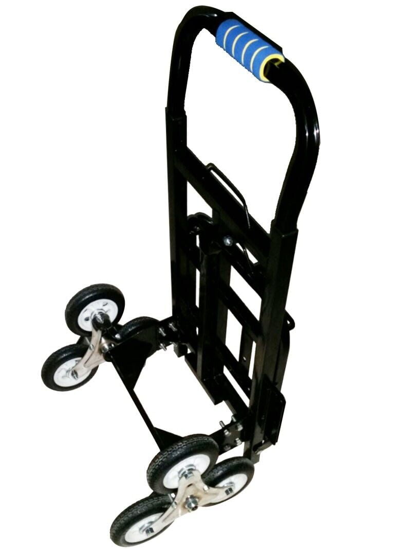 Climbing Stairs Hand Truck Black Carbon Steel Universal Two Spare Tires Climb Stairs Haul Goods