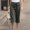 Army Green, variant on Vivianyo HD Women's Capri Pants for Summer Clearance Women Casual Solid Color Cropped Trousers Bandage Pockets Elastic Waist Comfortable Straight Pants