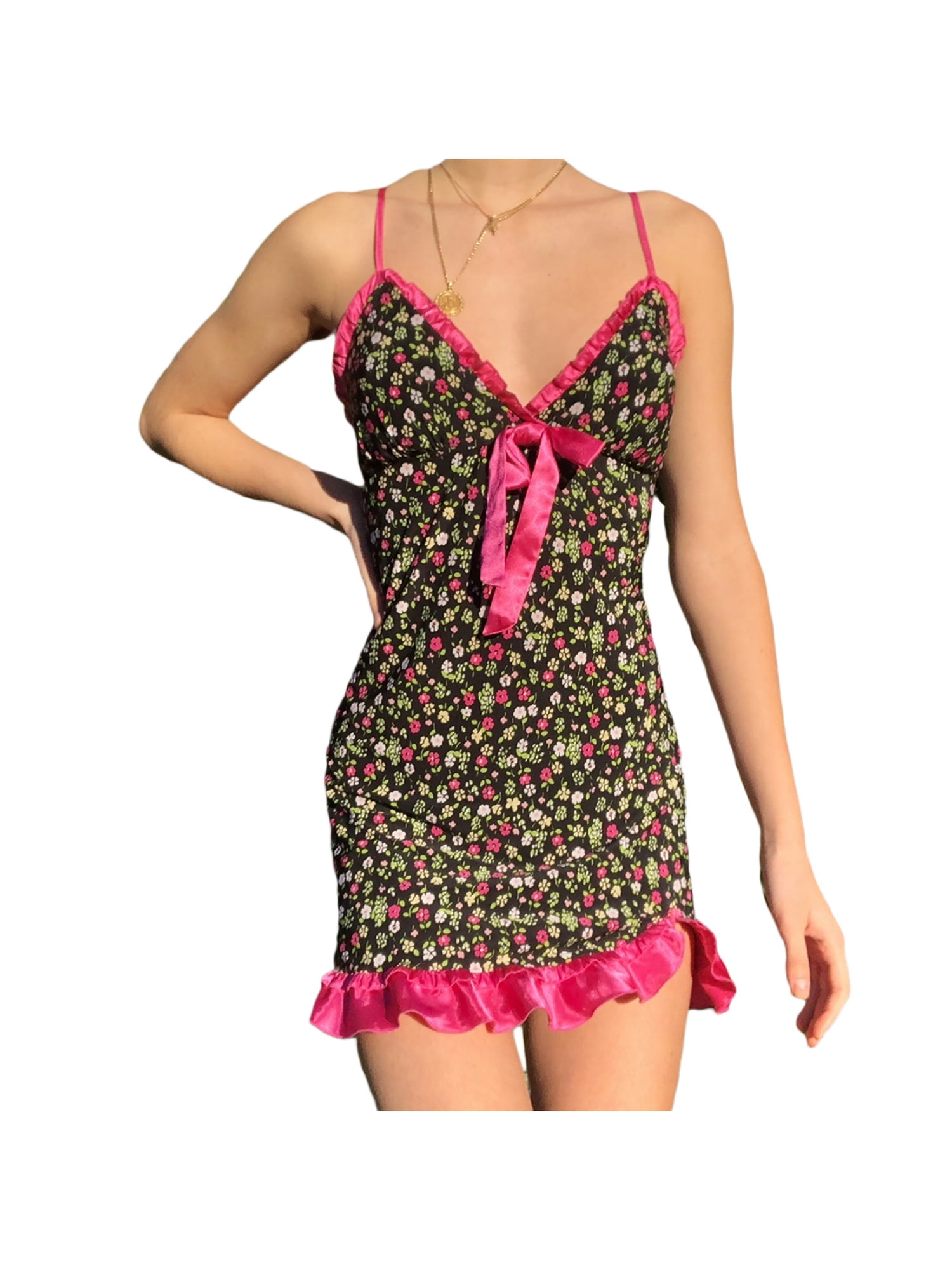 Women Summer Floral Printed Dress Spaghetti Strap Mini Sundress with Short Sleeve Front Criss Cross Top Women Summer Floral Printed Dress Spaghetti Strap Mini Sundress with Short Sleeve Front Criss Cross Top