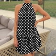 thumbnail image 2 of Women Halter Backless Dress Summer Mini Short Dresses A Line Polka Dot Sundress, M, 2 of 4