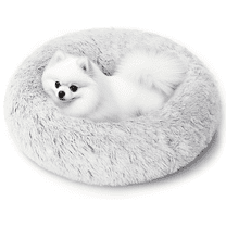 CshidWorld 20 Inch Calming Donut Dog Bed for Small Dogs, Anti-Anxiety Cozy Soft Round Pet Bed, Fluffy Washable Dog Bed for Small Medium Dogs and Cats