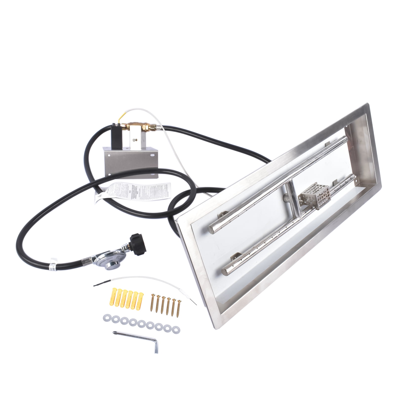 24x8 Inch Stainless Steel Rectangular Fire Pit Burner Pan Kit for Indoor & Outdoor Use