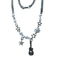 thumbnail image 6 of Osdhezcn Cool Skull Guitar Necklace Hollow Star Heart Beaded Collarbone Chain Punk Neckchain Accessory for Fashion Enthusiasts, 6 of 7
