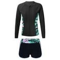 thumbnail image 2 of IEFIEL Girls Swim Shirt Tops with Wide Waistband Shorts Rash Guard Set Beach Pool Bathing Swimsuit Zipper Lily 10, 2 of 7