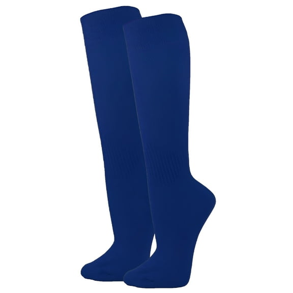 TELOLY Soccer Socks,Unisex Long Tube Solidball Football Baseball Team Sports Athletic Knee High Socks for Youth Kids Adult,Multi-Sport Compression Socks,Navy Blue(Children)