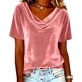 thumbnail image 1 of Camisas de Color Sólido para las Mujeres Plisados Estirables Puños V-Cuello Suéter de Moda, Camisas de Manga Larga de las Mujeres para el Hogar Y el Uso Diario, 1 of 5