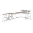 thumbnail image 1 of Bush Furniture Mayfield Bureau d'Ordinateur en L 60W avec Organisateur de Bureau et Bibliothèque à 6 Cubes, Shiplap Gris/blanc Pur, 1 of 6