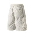 thumbnail image 3 of TEAJOPSUU Men's Cargo Shorts Plus Size Casual Elastic Waist Drawstring Quick Dry Gym Beach Sports Shorts with Pockets E-White, 3 of 6