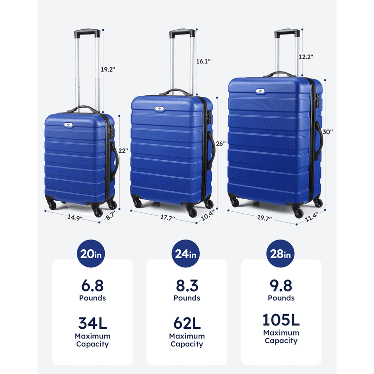carry on luggage size chart