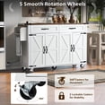 thumbnail image 6 of BIGWOO Farmhouse Kitchen Island with Power Outlet and Drop Leaf, Rolling Kitchen Cart on Wheels for Kitchen and Dining Room, White, 6 of 9