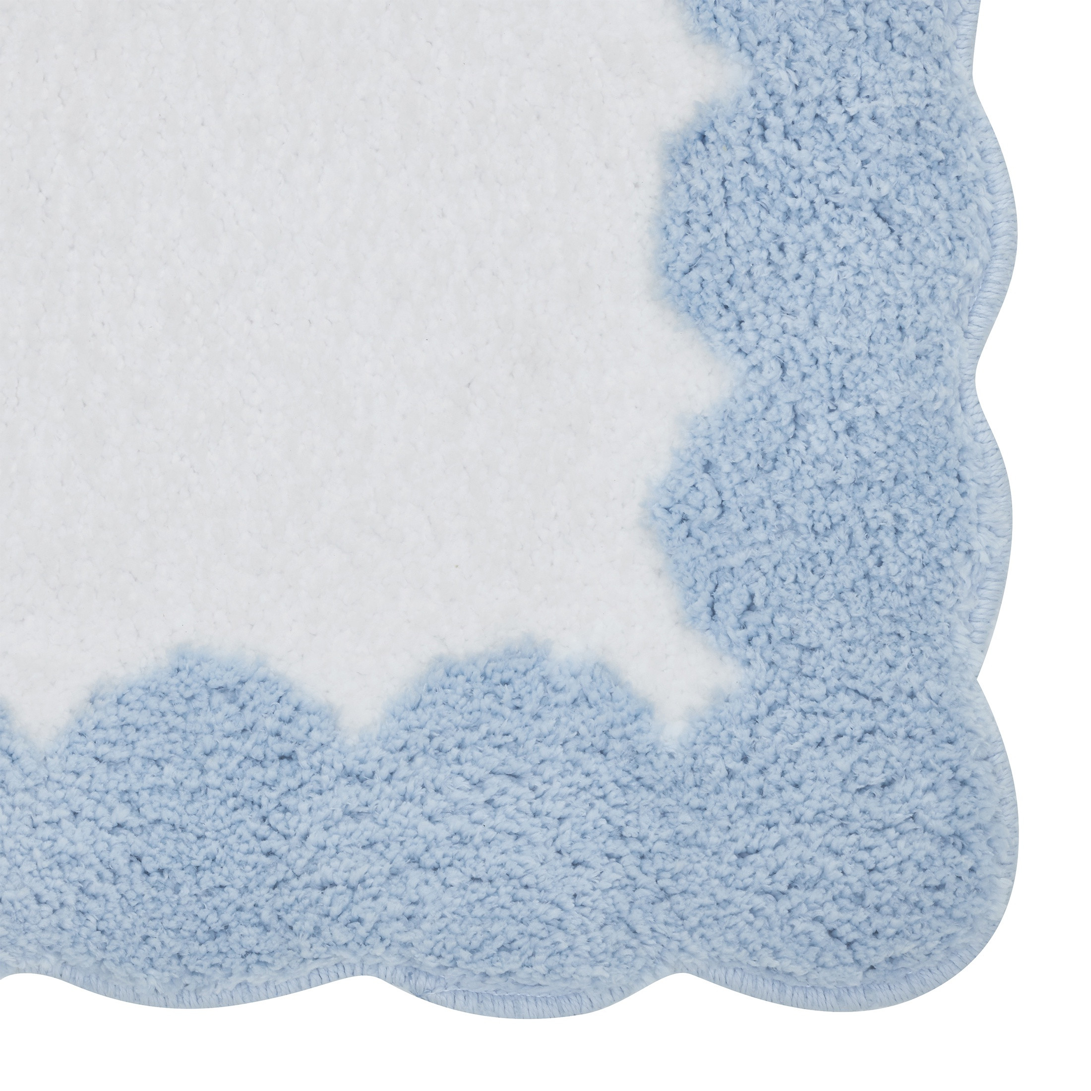 VCNY Home Blue/White Dotted Edge Tufted Bath Rug, 18" x 27"