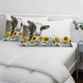 thumbnail image 3 of Sunflowers Cow Pillow Covers, Linen Long Throw Pillow Case, Farmhouse Rustic Animals Flowers Floral Holiday Pillow Protector Decorative Cushion Cover for Living Room/Bedroom 24" x 36", 3 of 8