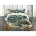 thumbnail image 3 of Ambesonne Nautical Quilted Bedspread Set 3 Pcs, Teal Ocean Whale Turtle, Queen Size, Teal Ecru and Pale Cinnamon, 3 of 5