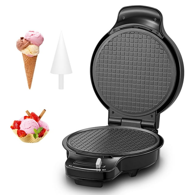 Máquina para hacer gofres FOHERE de 7.5 pulgadas, antiadherente, marrón con control