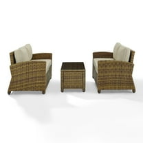 Crosley Furniture Bradenton 3 Piece Metal Patio Sofa Set in Brown and Sand