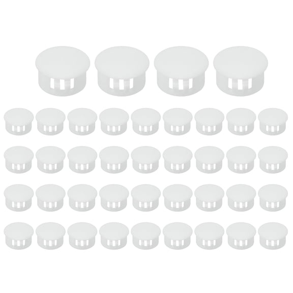 Uxcell 18mm/11/16" Plastic Hole Plugs, Flush Type Round Plug Snap in Locking Screw Hole Covers White 40 Pcs