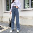 thumbnail image 3 of Vaqueros de pierna ancha de cintura alta para mujer, pantalones holgados y finos Hyunya wind rasgados rectos para fregar, primavera y verano, 2024, 3 of 5