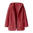 thumbnail image 4 of Fewfanhot Womens Clothes Fleece Sherpa Fuzzy Winter Warm Coat Hooded with Pockets Zip-Up Casual Top, 4 of 8
