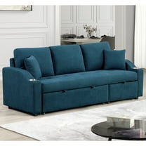 Furniture of America Eulalie Modern Upholstered Pull-out Sleeper Sofa, Blue