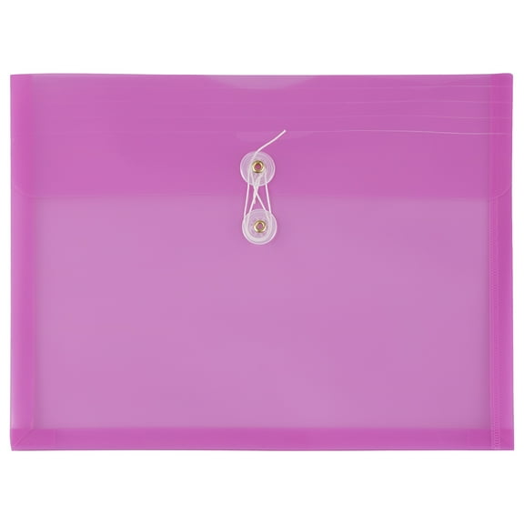 JAM Paper Plastic Envelopes with Button & String Tie Closure, Letter Booklet, 9 3/4 x 13, Lavender Purple, 3/Pack
