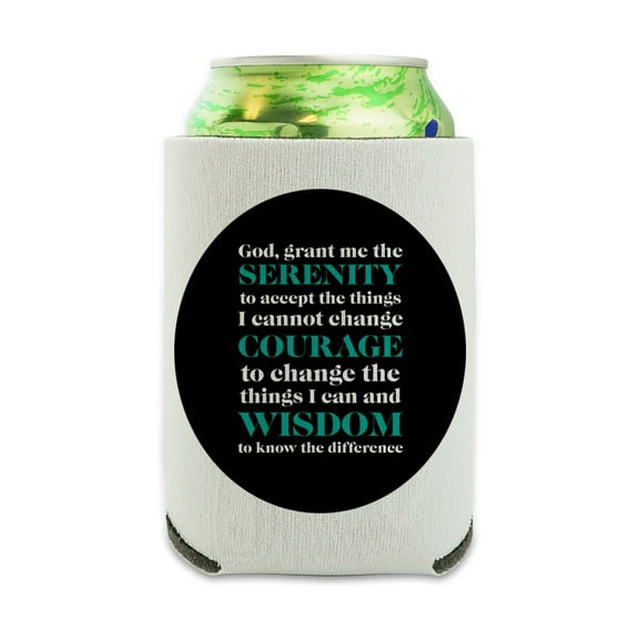 Serenity Prayer Courage Wisdom Can Cooler - Drink Sleeve Hugger Collapsible Insulator - Beverage Insulated Holder