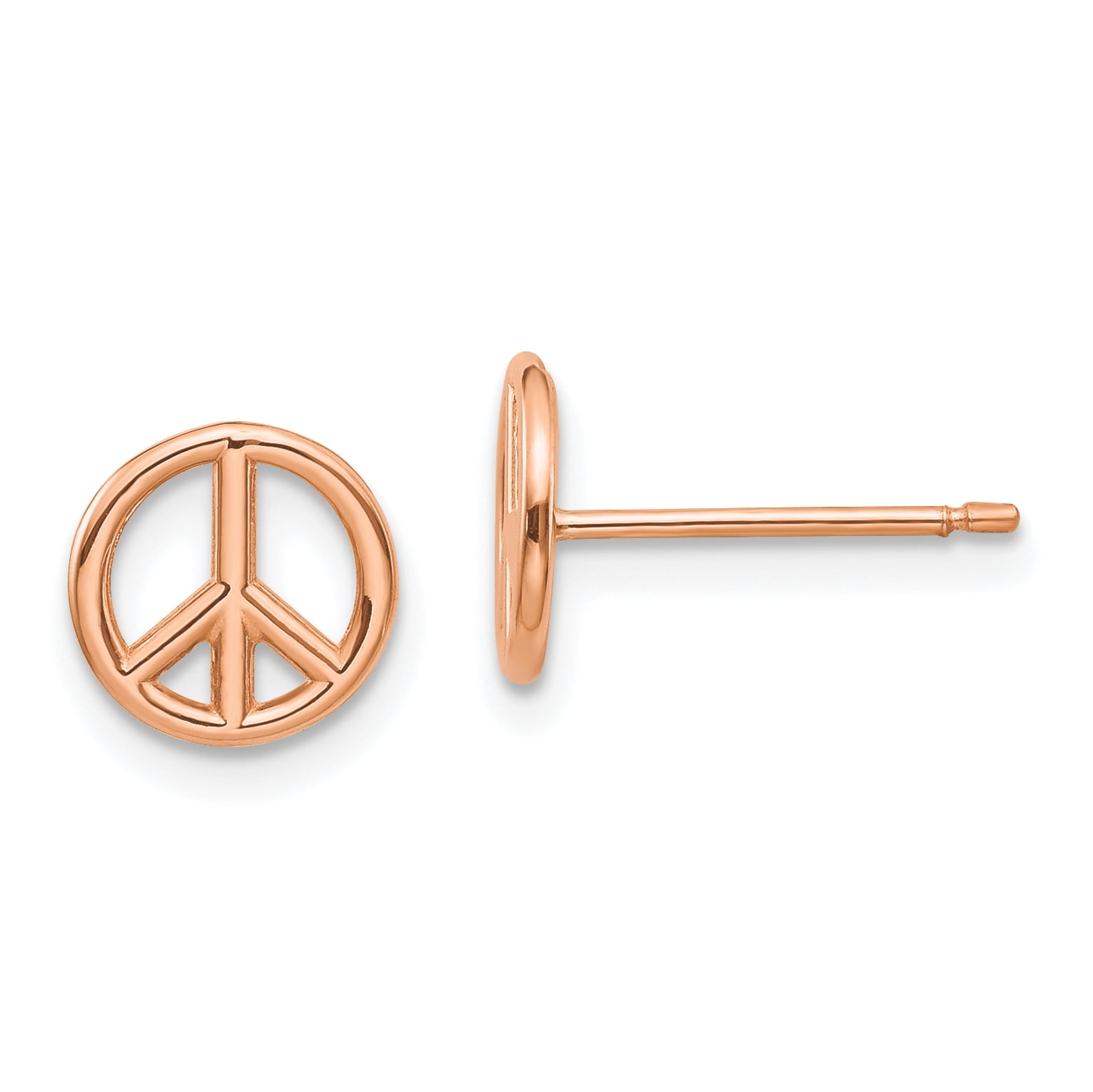 Earring Stud - 14K Rose Gold Peace Symbol Post Stud Earrings - Walmart