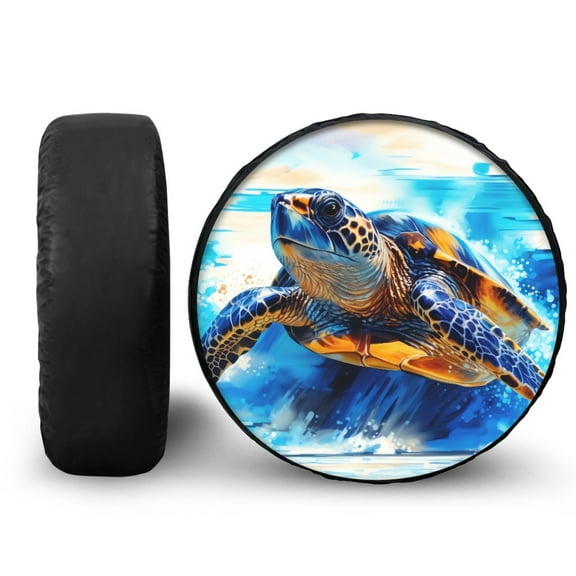 Yuyamidu Sea Turtle Spare Tire Cover Blue Tire Covers Universal Tyre Covers Waterproof Jeep Trailer RV SUV Camping Travel Trailer Accessories