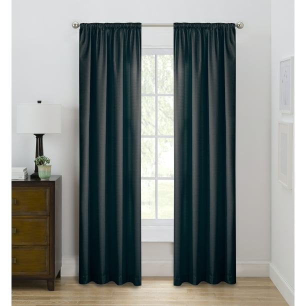 Eclipse Draft Stopper Solid Color Room Darkening Rod Pocket Single Curtain Panel Black 42 X 95 Walmart Com Walmart Com