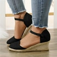 thumbnail image 2 of Dakaela Womens Espadrille Platform Wedge Sandals Ankle Buckle Strap Closed Toe Walking Slip on Shoes, 2 of 7