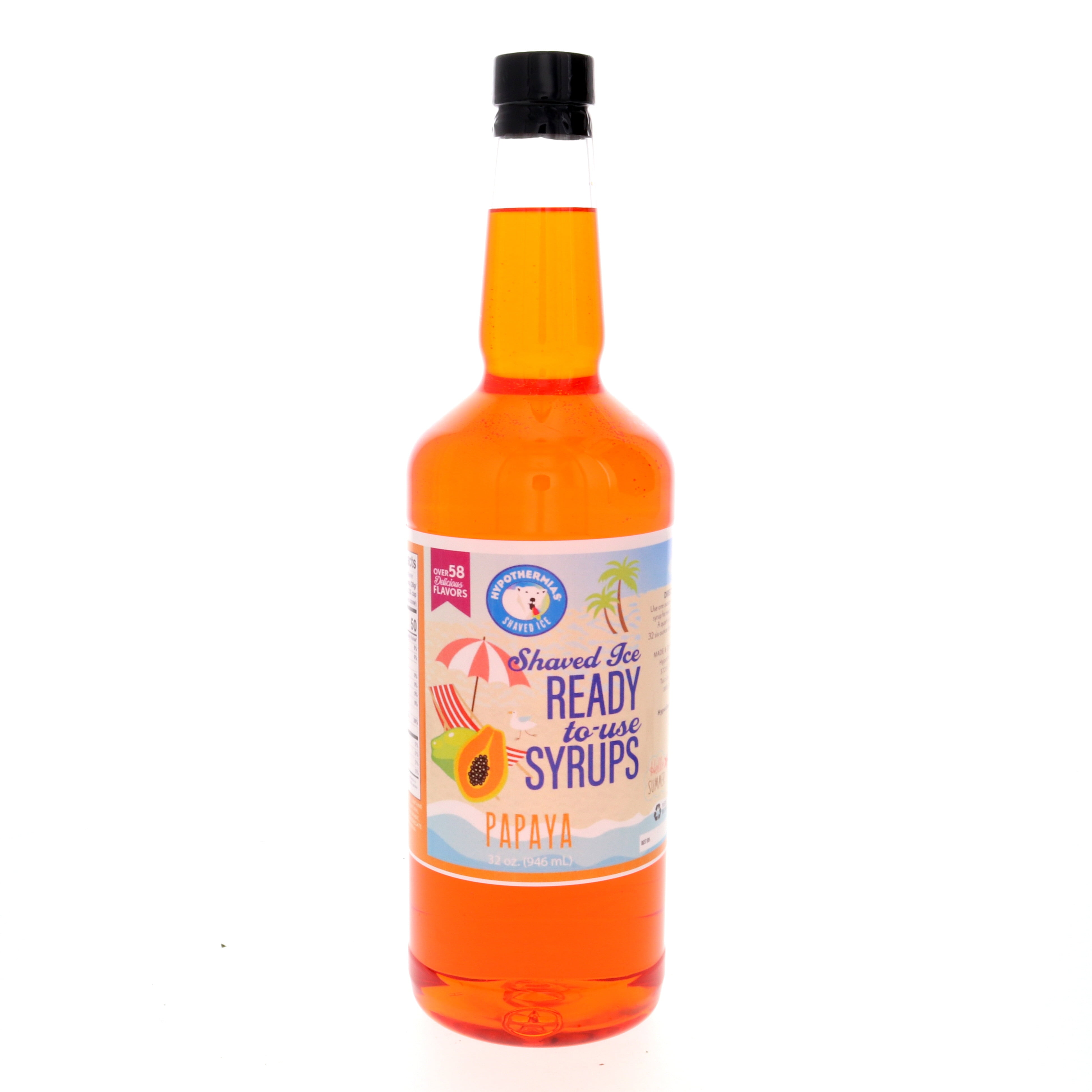 Papaya Ready to Use Hawaiian Shaved Ice or Snow Cone Syrup Quart (32 Fl. Oz)